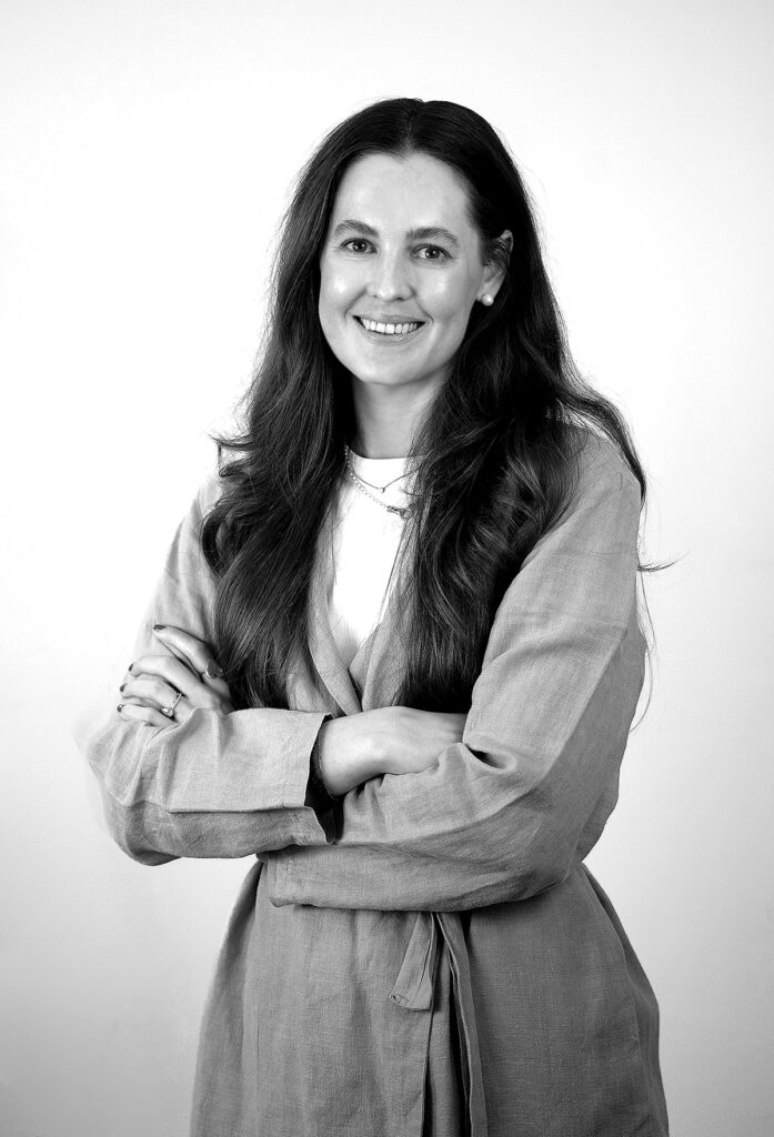 Black and white portrait of Michaella Kissack