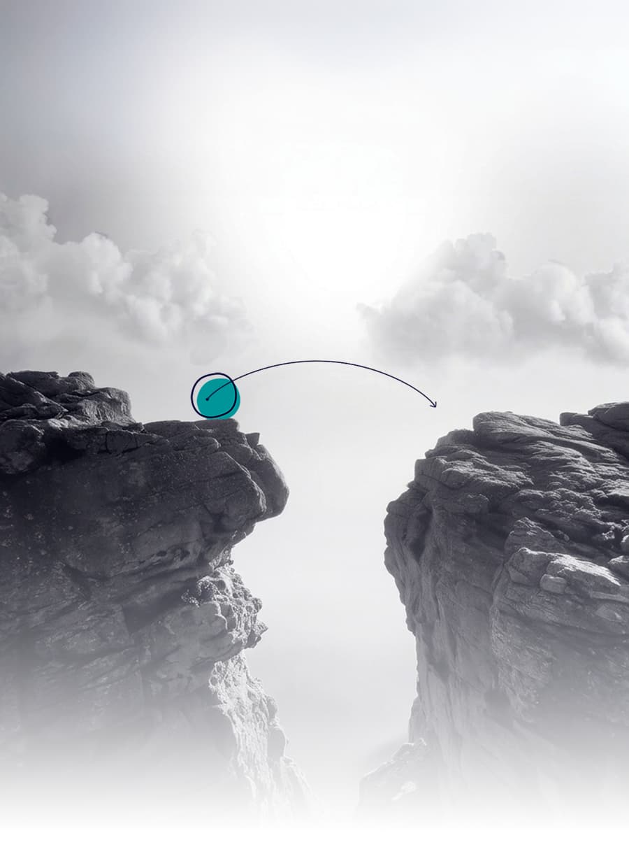 A chasm with a wide gap between the two sides
